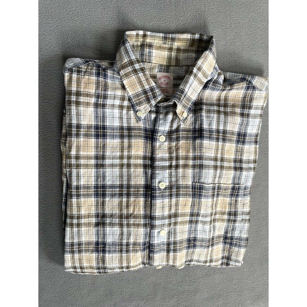 Vtg Brooks Brothers Shirt Mens XL Irish Linen Button Down 1818